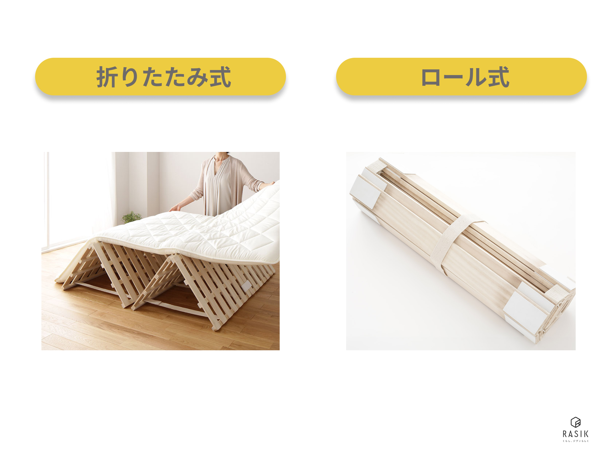 折りたたみ式・ロール式すのこベッドの例