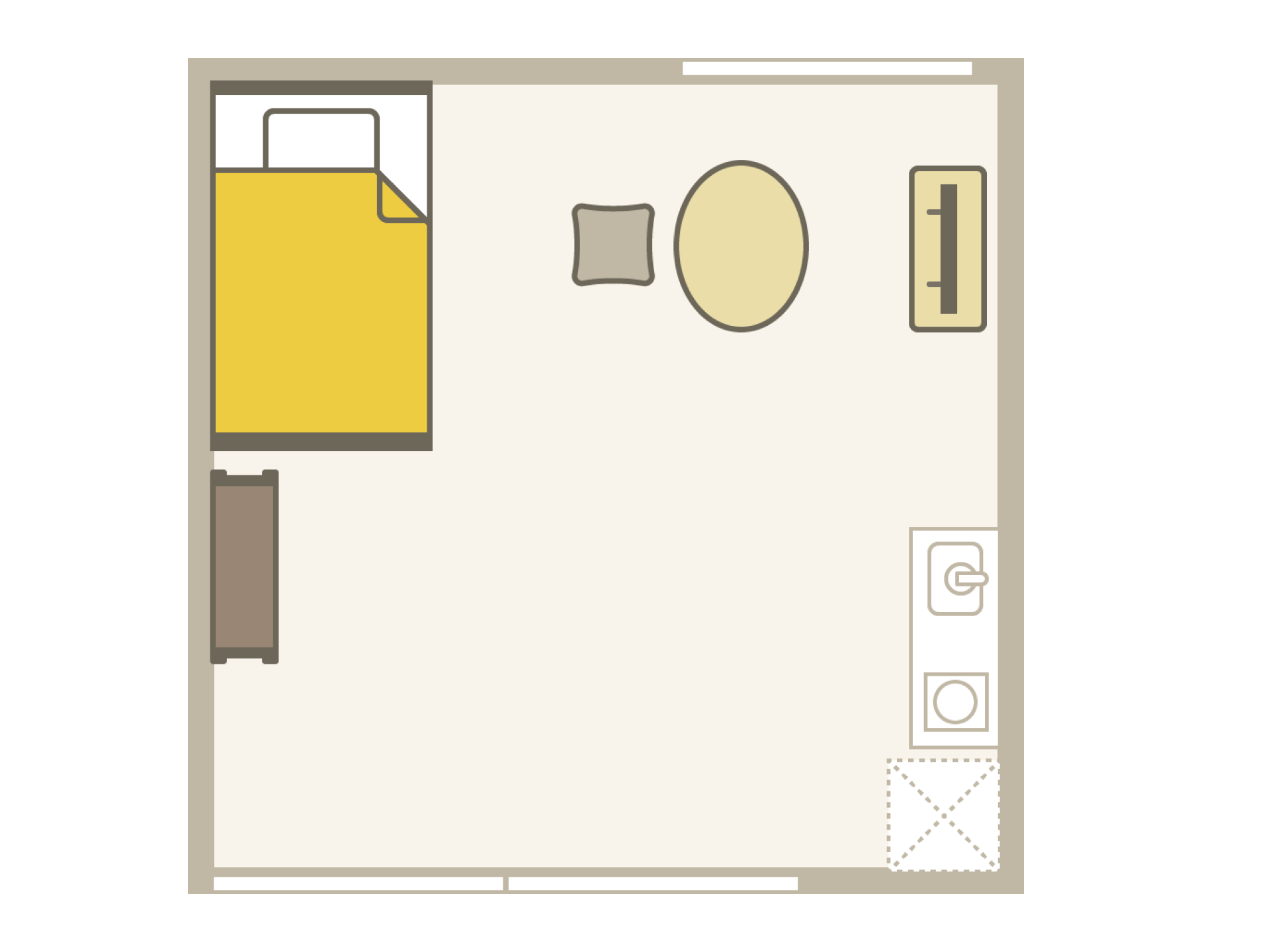 6畳の正方形部屋のレイアウト例