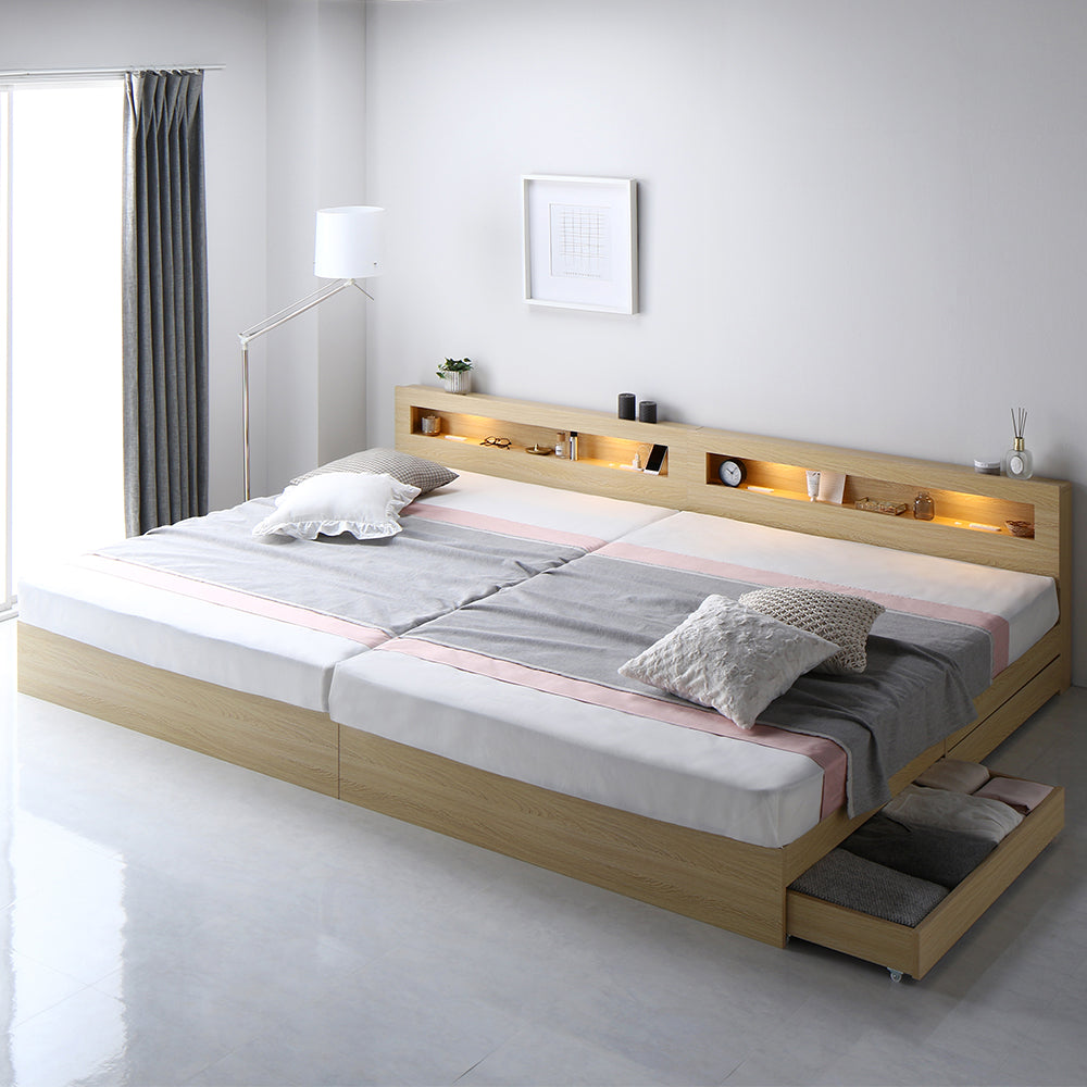 ダブルサイズの安い収納付きベッドの画像