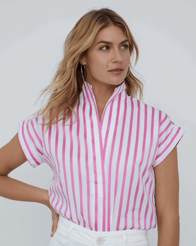 2023 women's fashion top in Barbie pink stripes