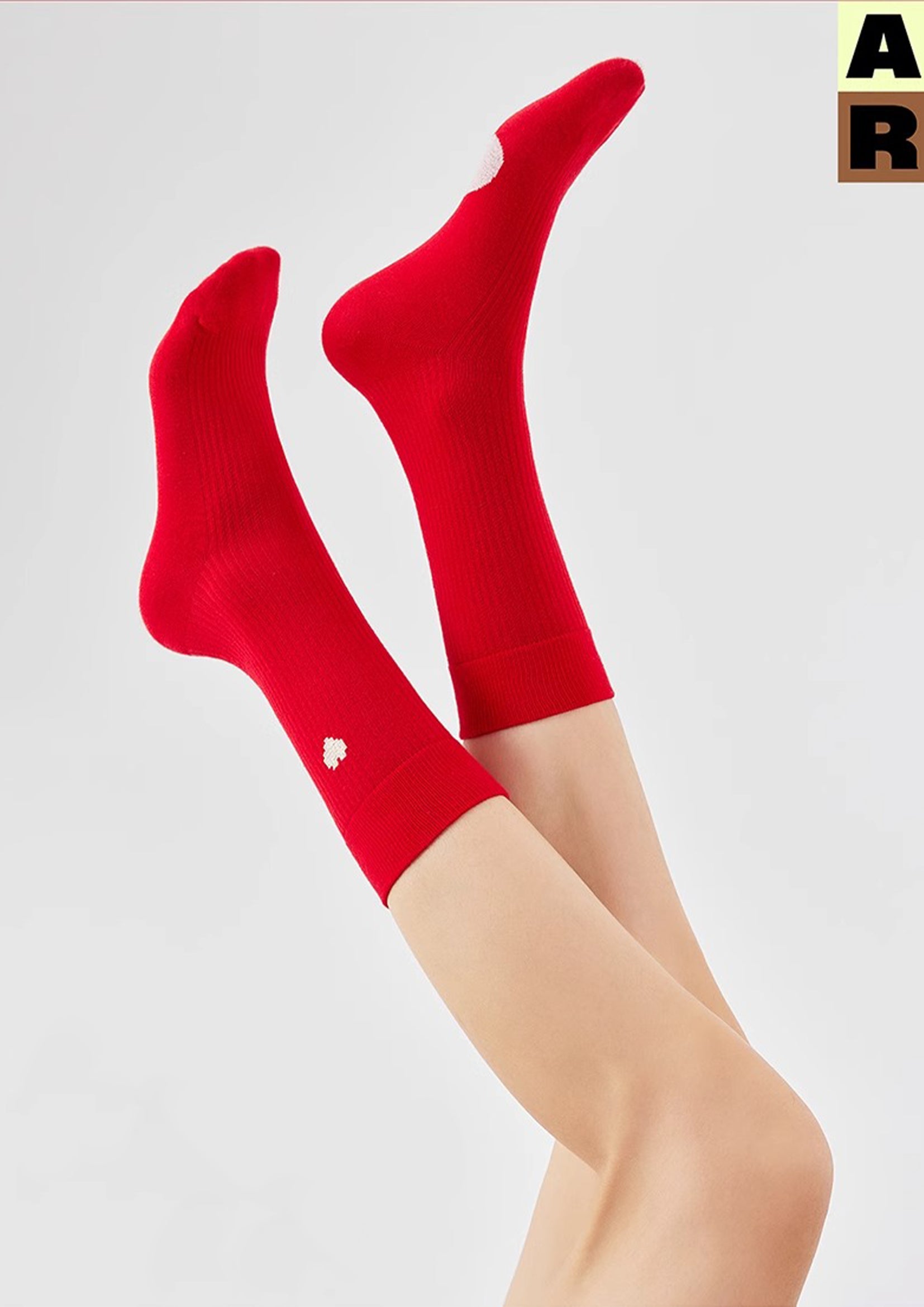 Heart mid-calf sock - red