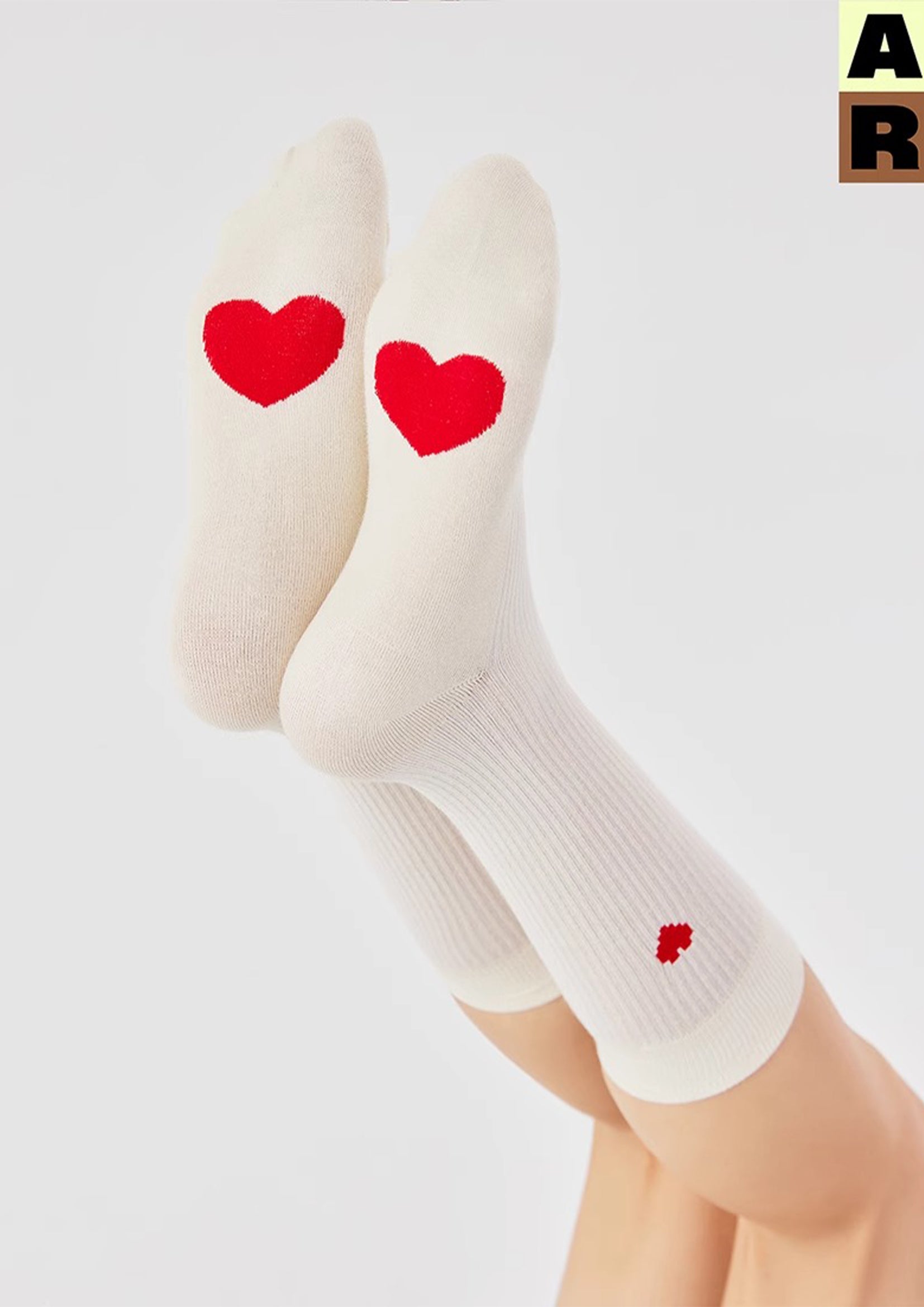 Heart mid-calf sock - off-white