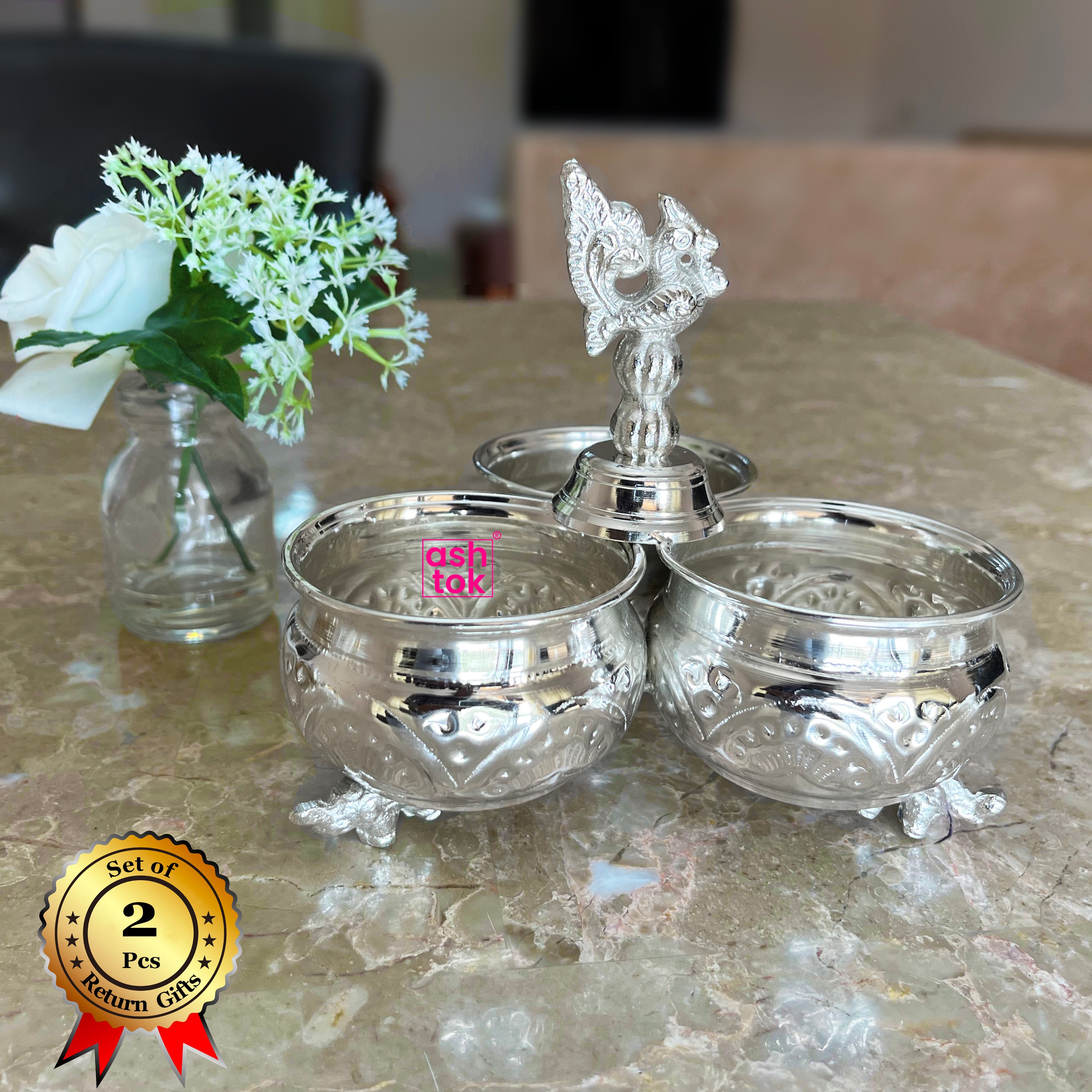 Buy German Silver Chopala 3 Bowl Set Online – Ashtok