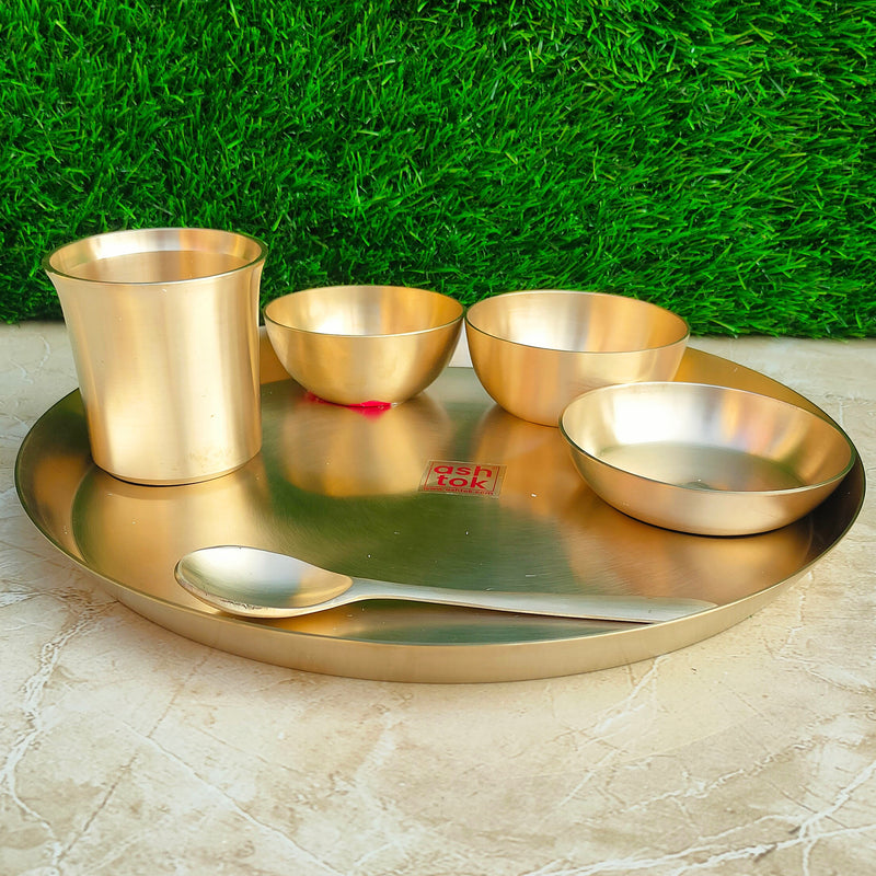 Brass Royal Dinnerware Set | Pure Brass Dinner Set with Etching work