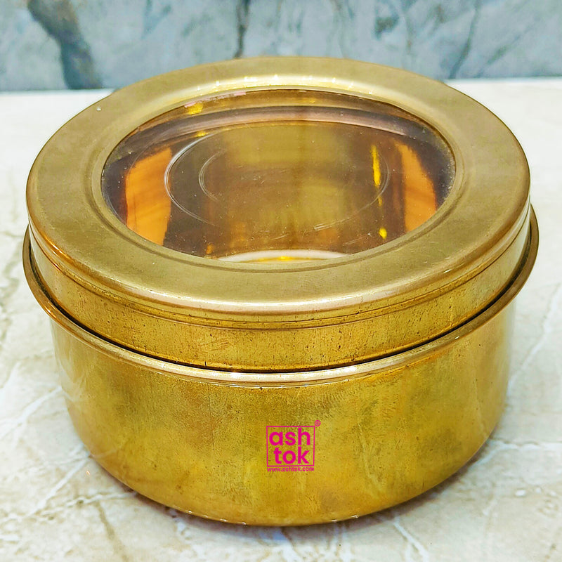 Handcrafted Brass Puri Dabba  Brass Tiffin Box Dia 6 Inches – Ashtok