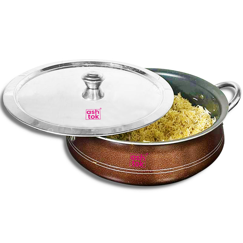 IGK - Brass Handi for Cooking Food (3 Litre +Water Capacity) Medium Size  Brass Handi for Cooking Biryani, Brass Utensils for Kitchen Cooking,biryani