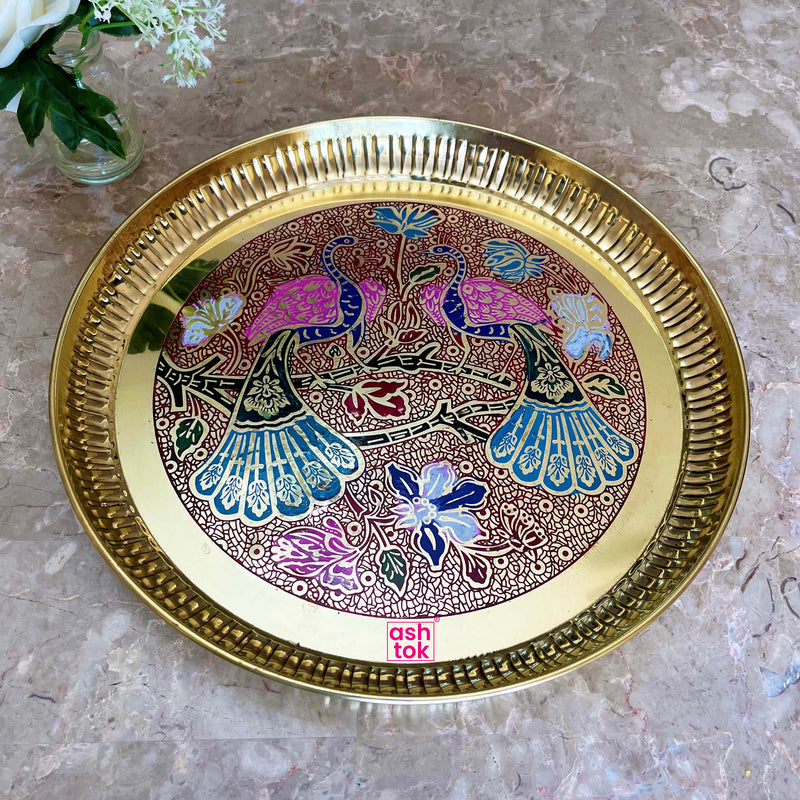 Handcrafted Brass Puja Plate, Brass Pooja Thali Plate, Mandir