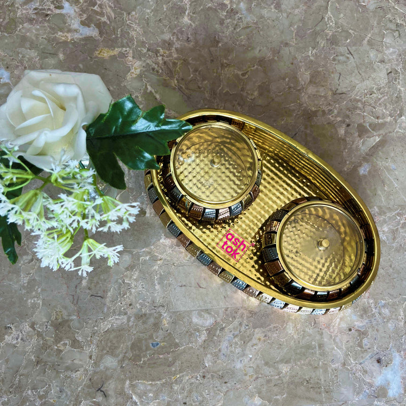 Shop Round Shape Brass and Copper Gift Tray with 4 Bowls at Best Price –  Ashtok