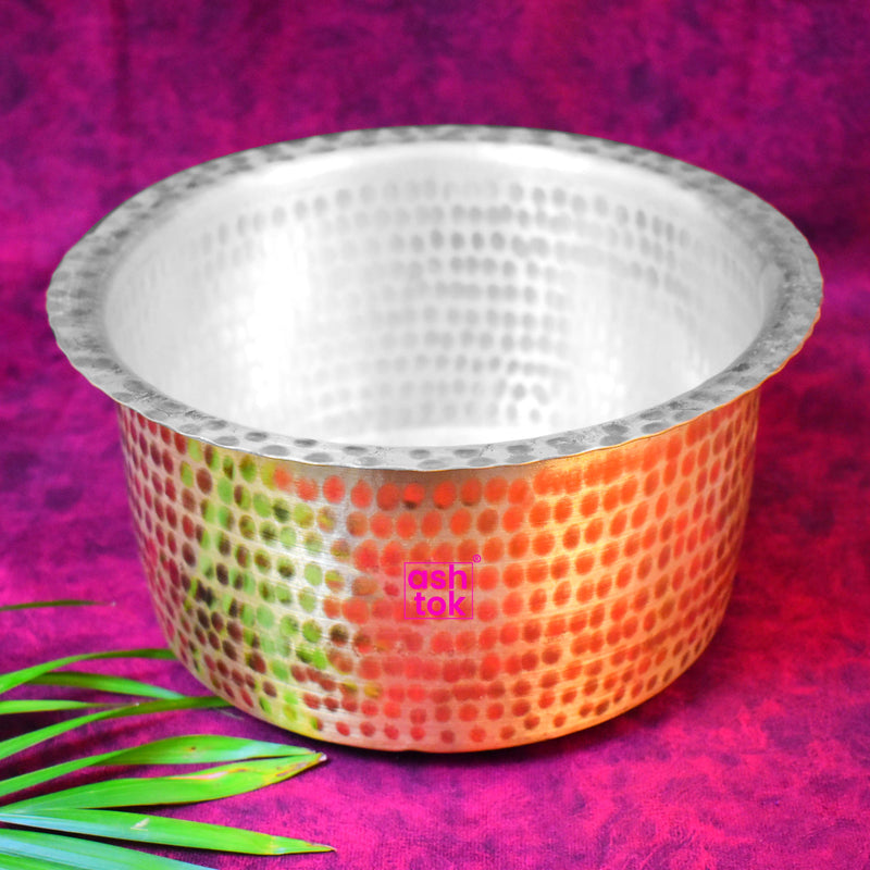 Aluminium Cooking Pot with Lid Patila/Bhagona/Tapeli Tope Indian Flat  Bottom Pot