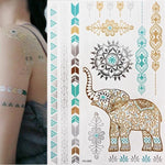 Load image into Gallery viewer, Metallic Gold &amp; Colourful Waterproof Temporary Tattoos - Boho Girl Jewellery
