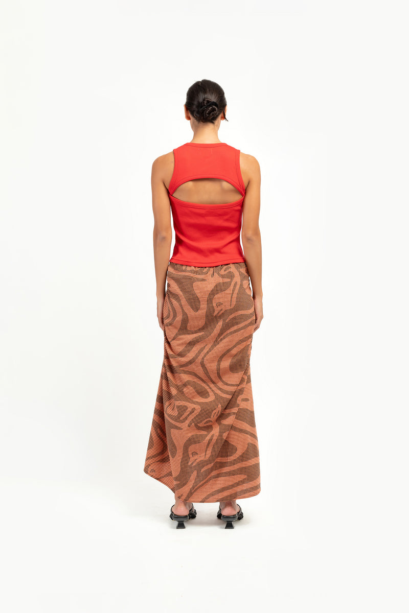 Check Lagoon Scrunch Maxi Skirt