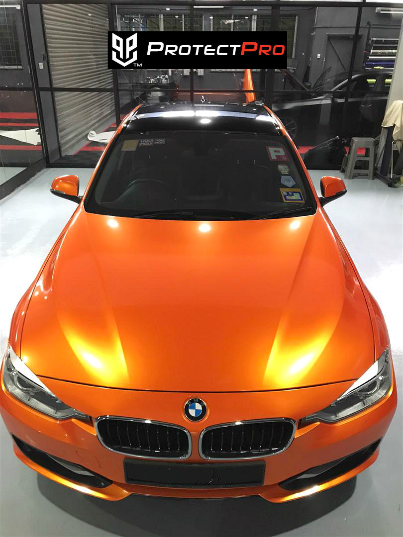 BMW CAR WRAP - GLOSS MAGIC CORAL ORANGE VINYL – ProtectPro Auto