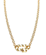 Load image into Gallery viewer, Gold and White Striped Carabiner Lock Necklace
