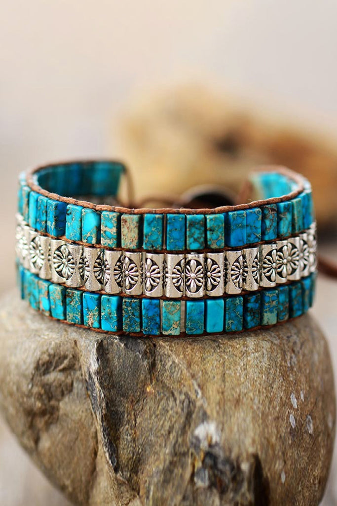 Heart Clasp Turquoise Clay Bead Bracelets – design-eye-gallery