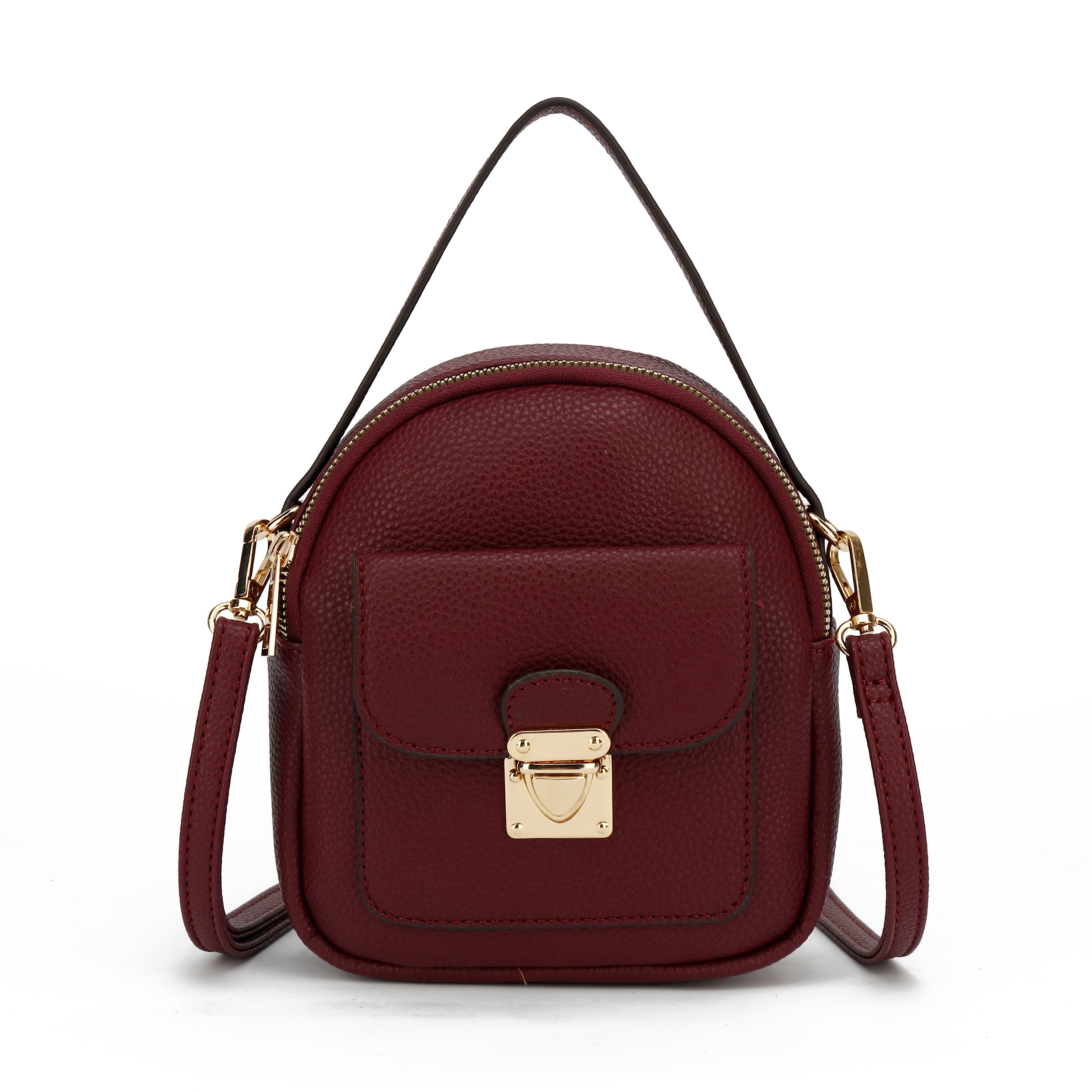 Charming Charlie Annette Mini Backpack Crossbody with Front Pocket Ring in Red Dark