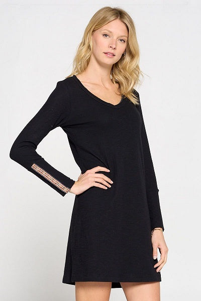 Charming Charlie Novelty Sleeve Detail Short Dress in Black, Size Medium