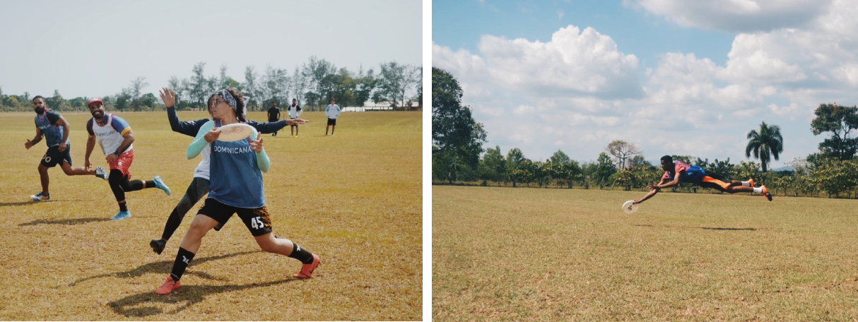 Athletes playing ultimate