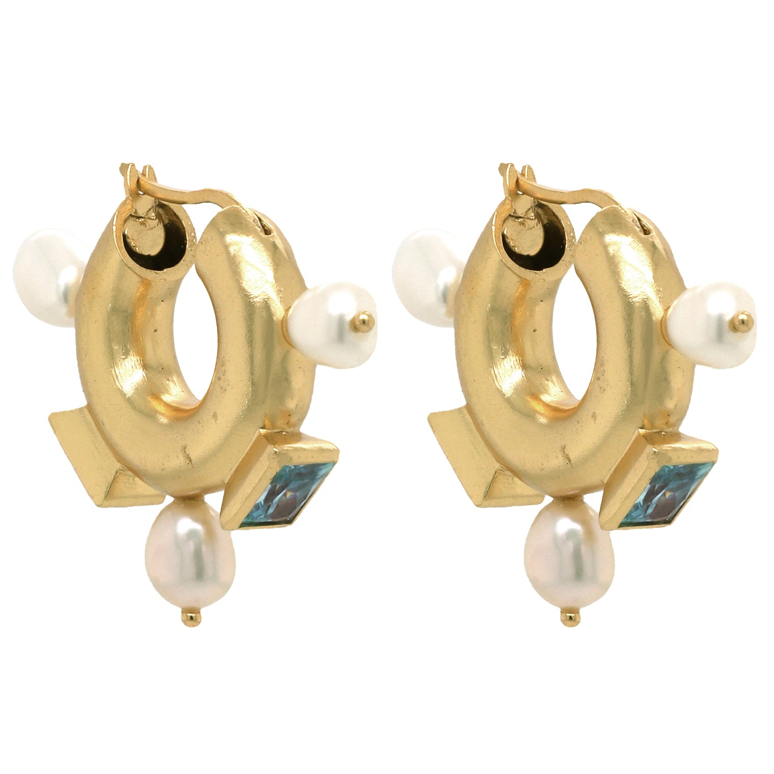 Image of Theodora Earrings in Aquamarine Zircon - 18K Gold Plated