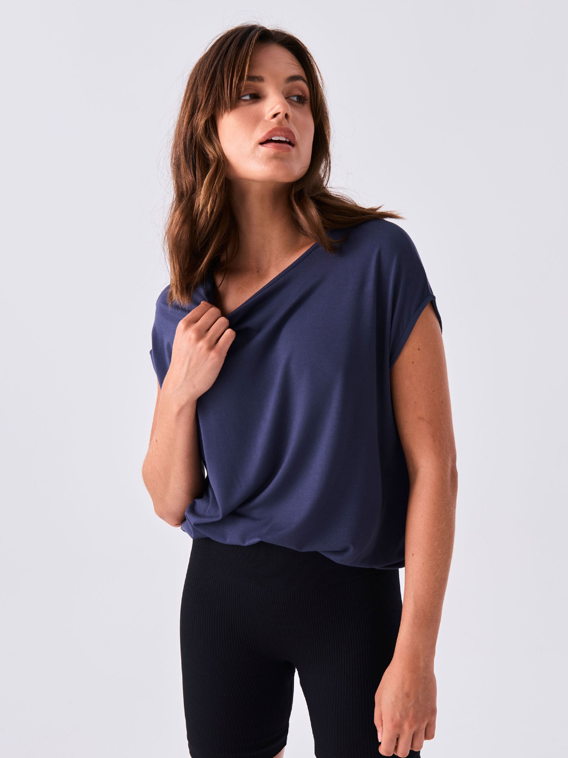 Modal Luxe Layer Tee - Navy - Dharma Bums Yoga and Activewea product image