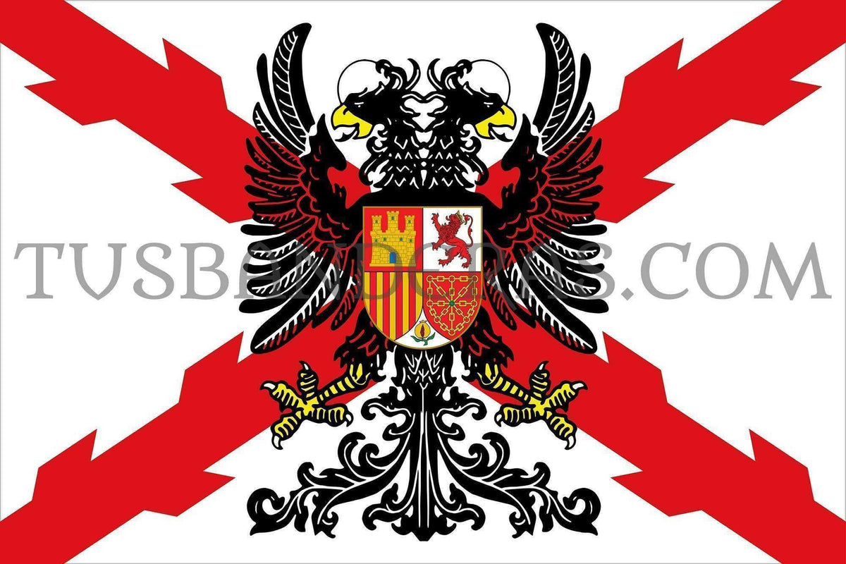 bandera águila bicéfala y cruz de borgoña