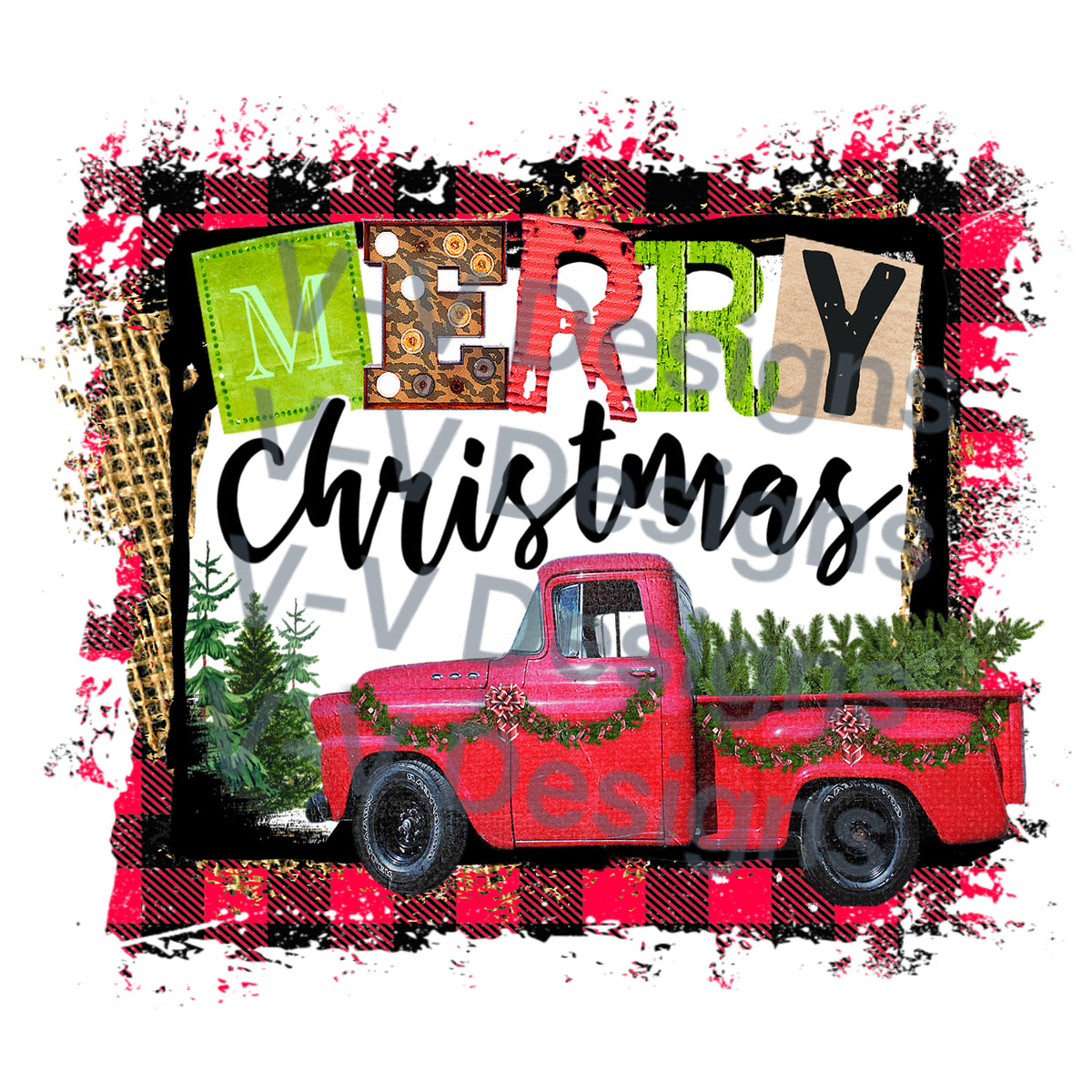 Merry Christmas Vintage Truck – 3 Wicked Witches Sublimation & Design