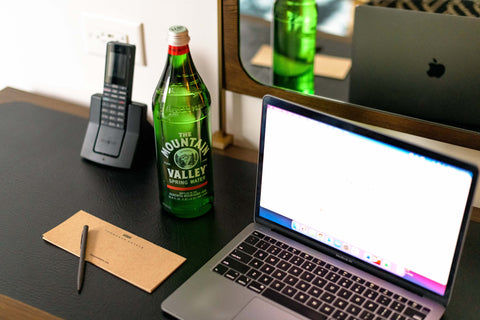 Office setup with Mountain Valley Water