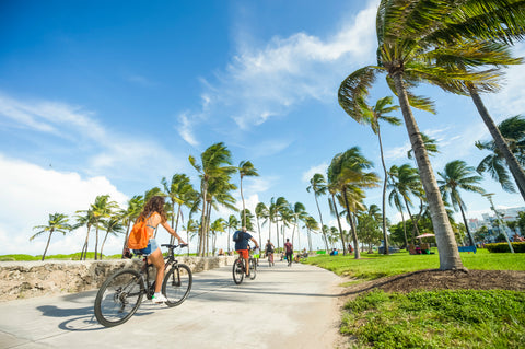 Biking along the beach in Florida
