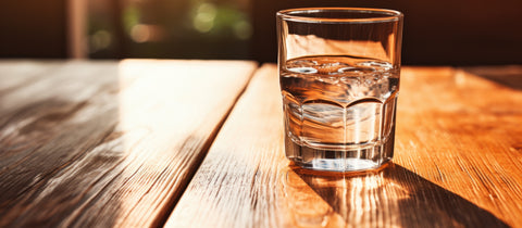 Glass of Alkaline Water on table