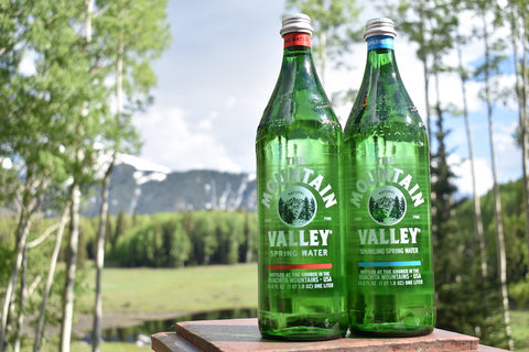 Mountain Valley Spring Water bottles in nature