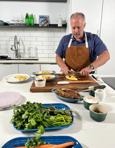 Chef William Dissen making a Korean-style pajeon featuring Mountain Valley