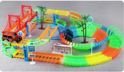 Piste changeante avec éclairage LED voiture de course flexible rail voiture  électrique ensemble jouet pour enfants