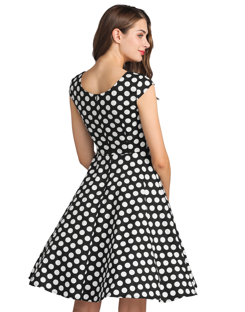 Women Vintage 1950s Retro Rockabilly Party Prom Dresses with Cap-Sleev –  Berylove