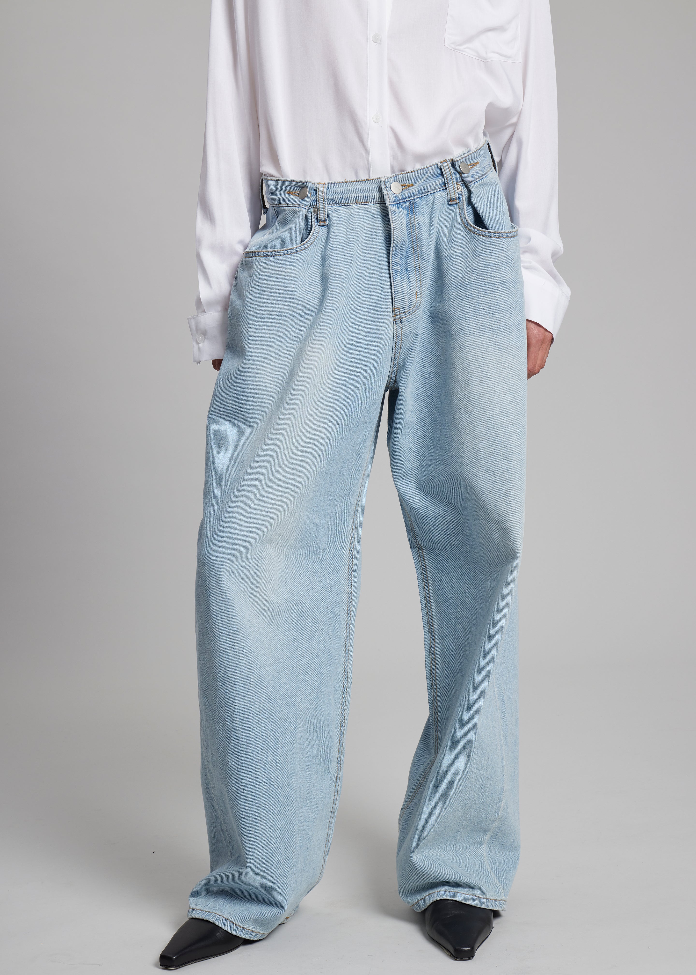 完売 THE FRANKIE SHOP HAYLA CONTRAST DENIM-