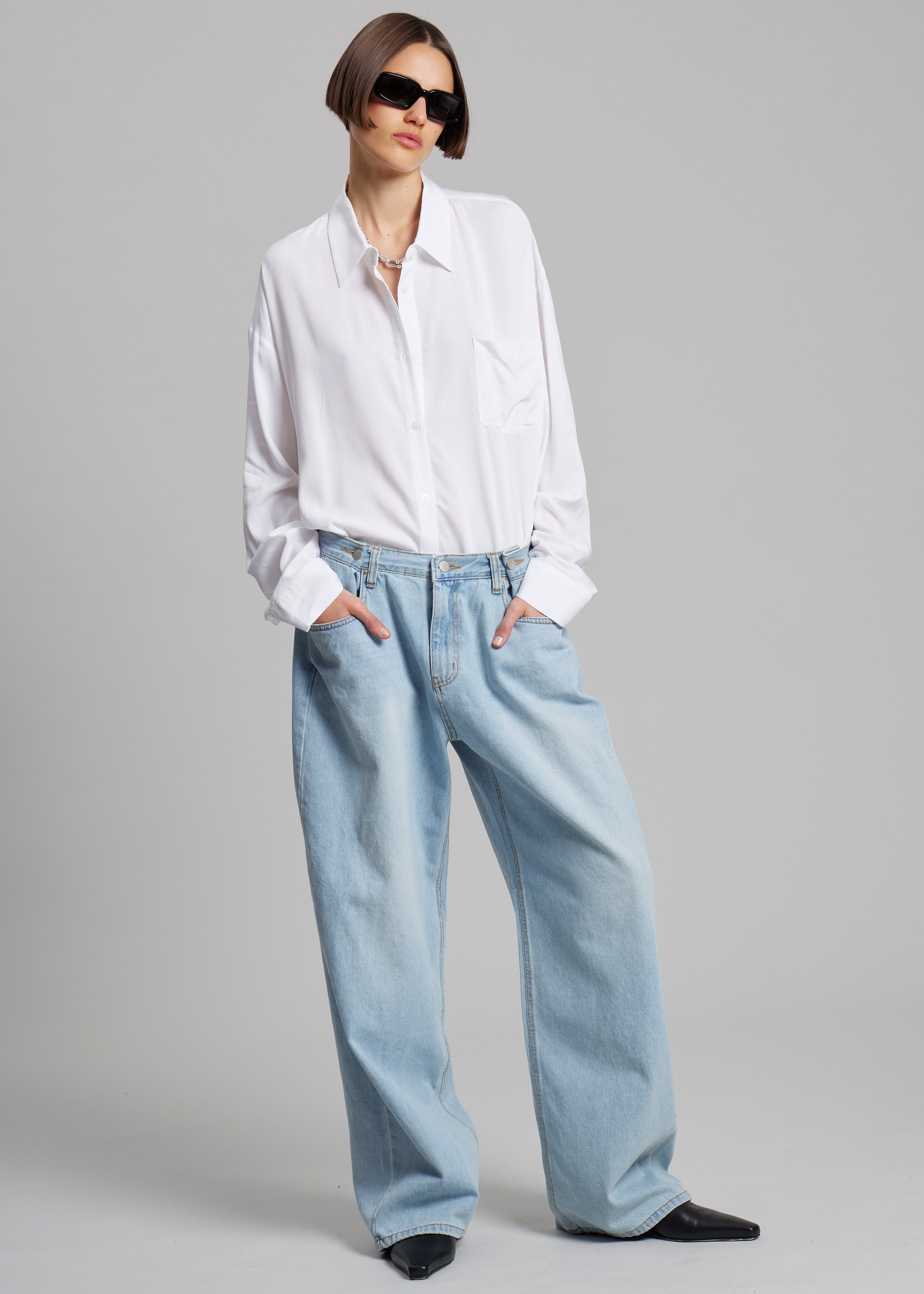 完売 THE FRANKIE SHOP HAYLA CONTRAST DENIM - デニム/ジーンズ