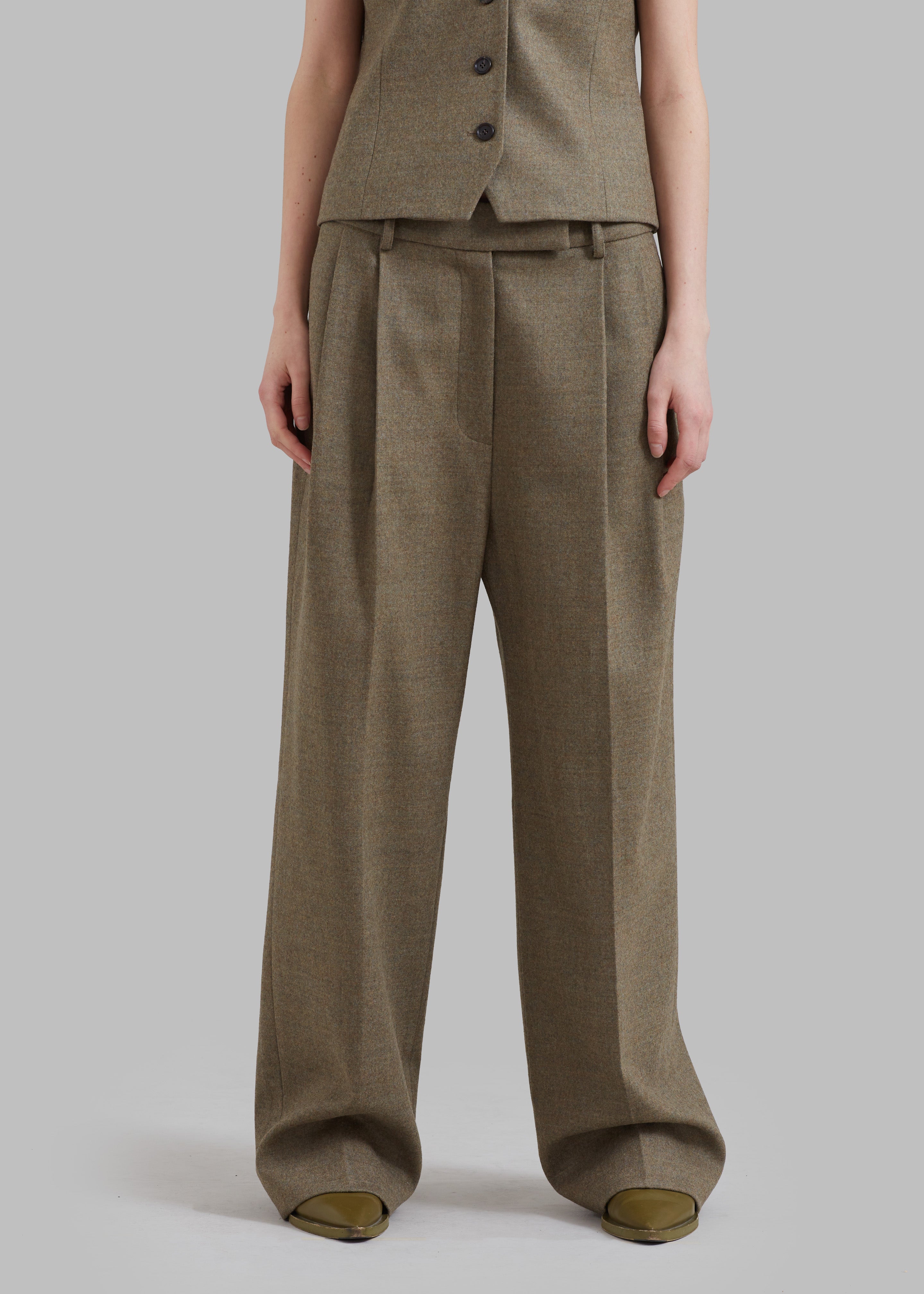 mame Melange Flannel Flared Trousers 3/L | www.jarussi.com.br