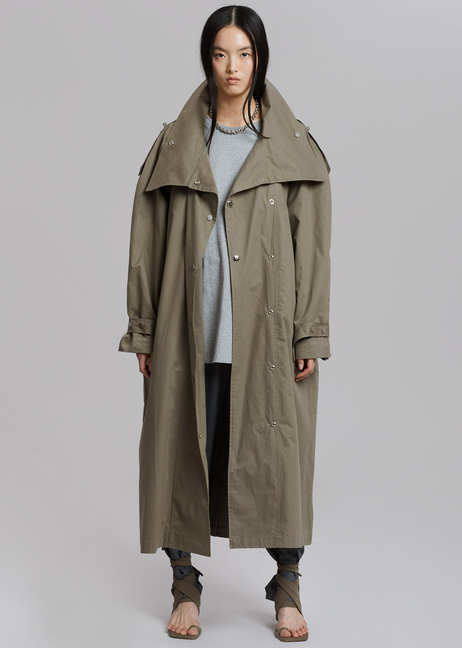 meltthelady wing collar trench coat blue | www.unimac.az