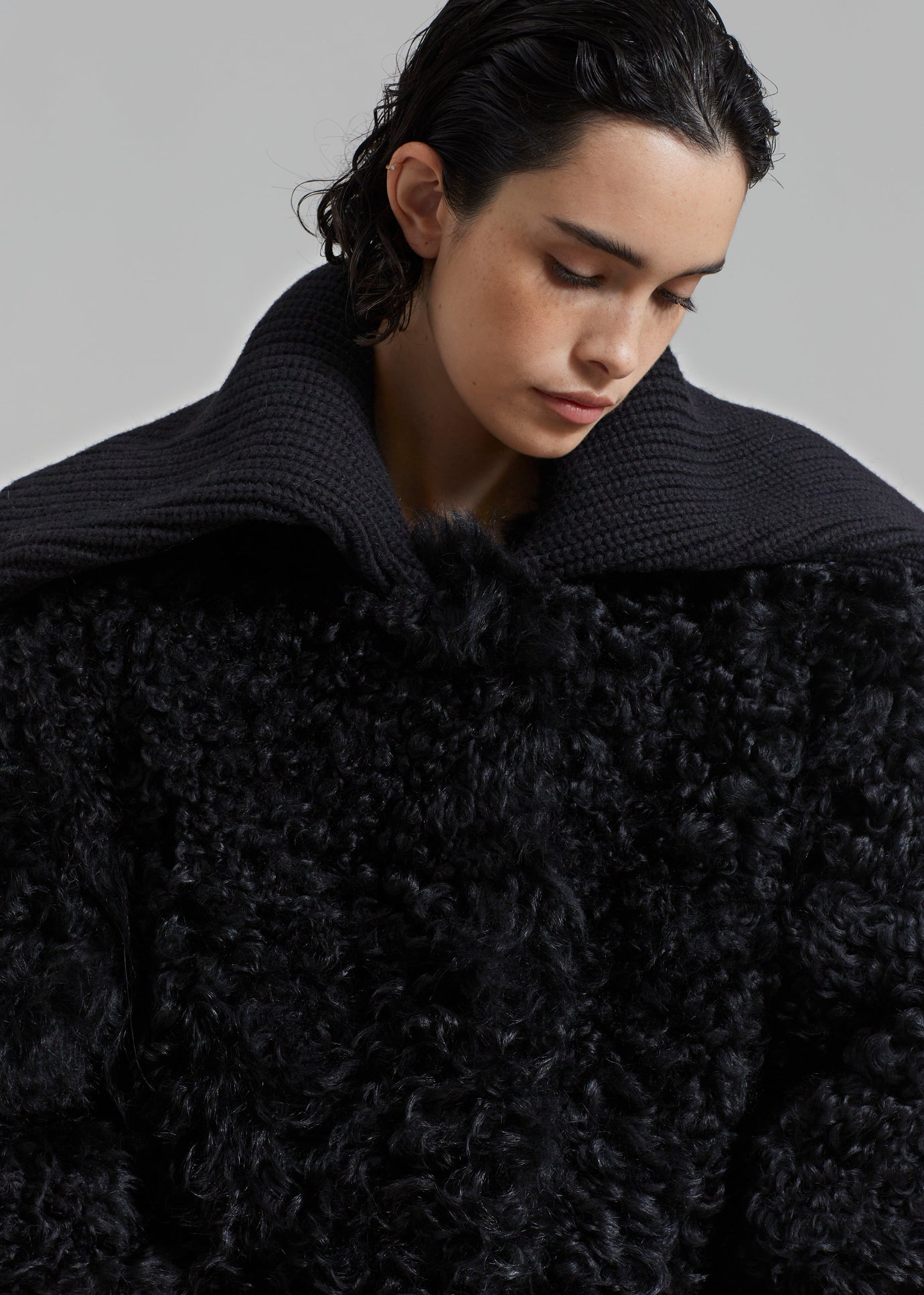 Joan Long Faux Fur Coat - Black