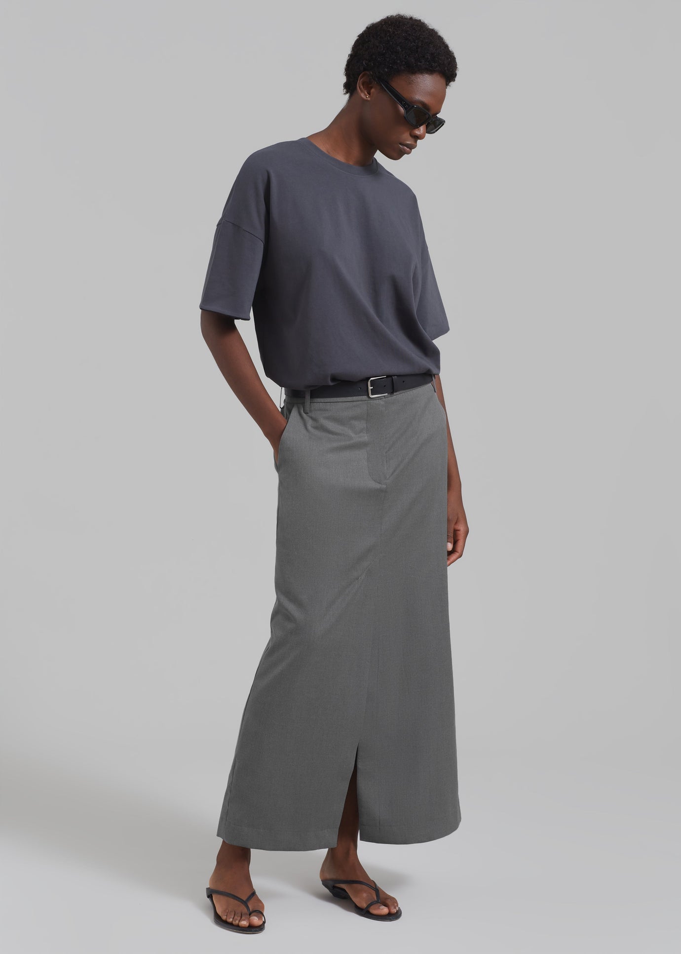 Malvo Long Pencil Skirt - Charcoal