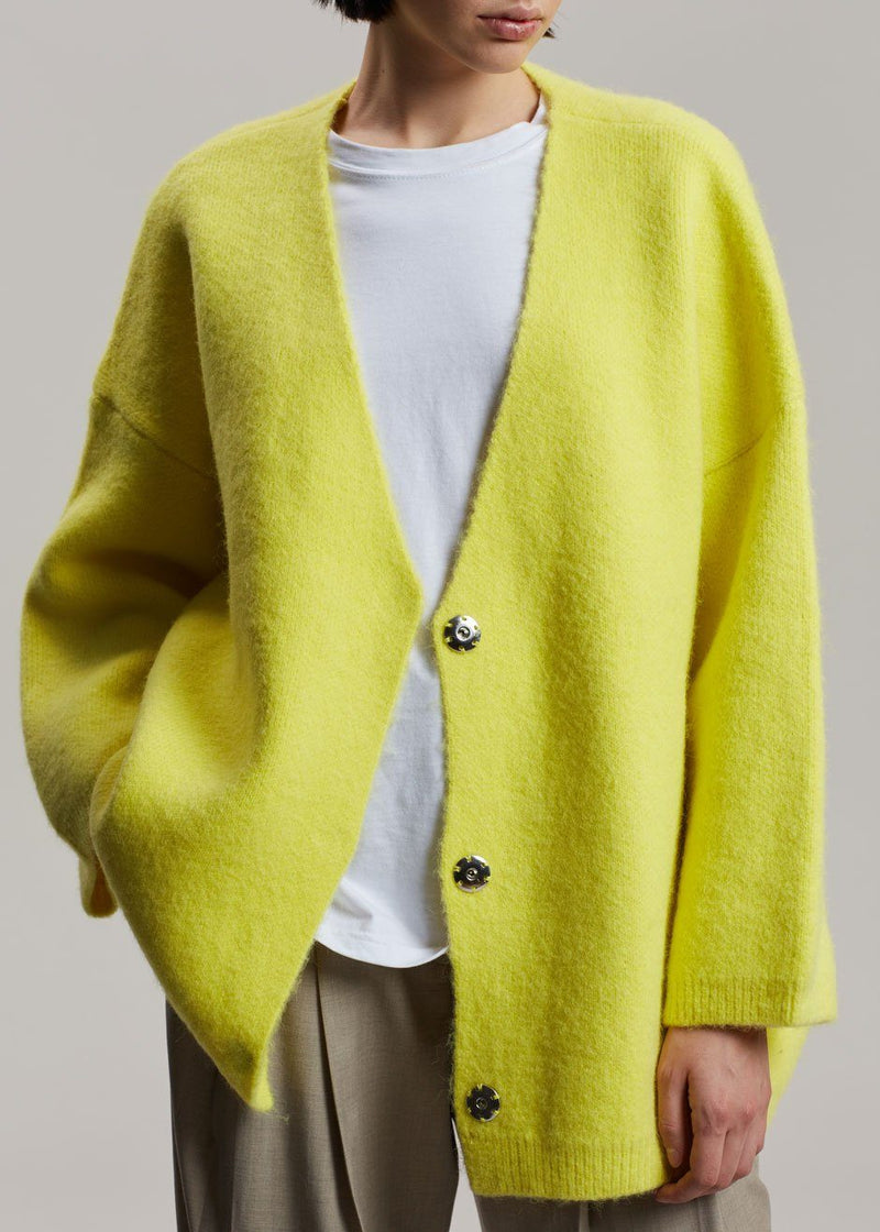 Emil Mohair Blend Cardigan - Blazing Yellow Sweater The Frankie Shop 