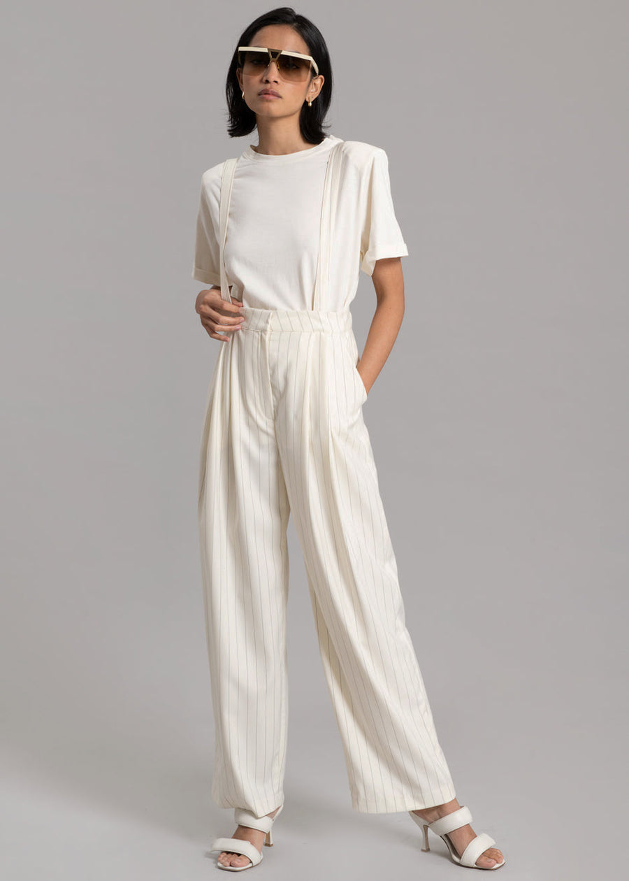 Bea Stripe Suit Pants - White/Light Blue – The Frankie Shop