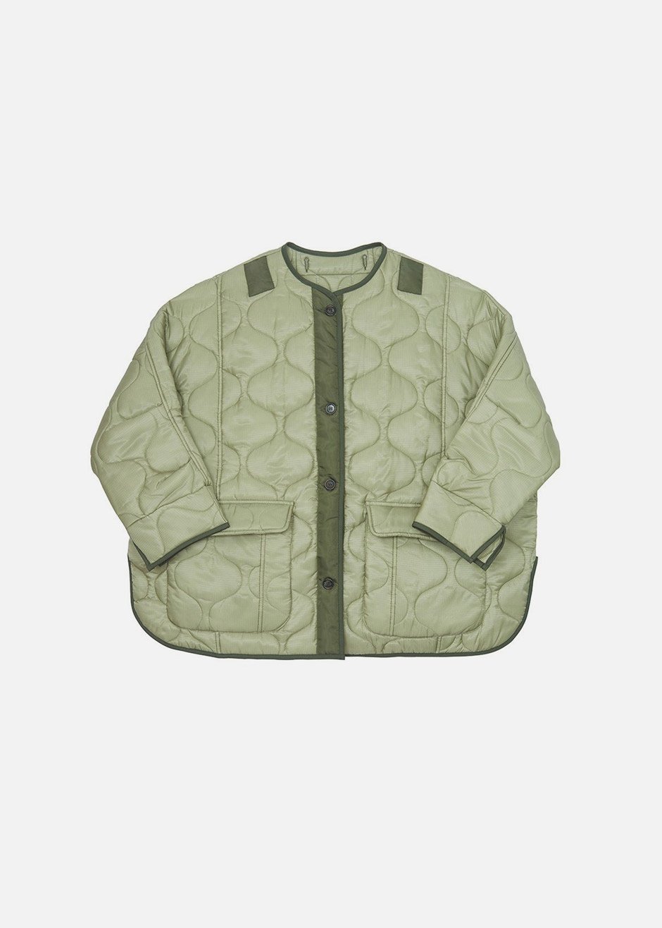 Oversized Collarless Quilted Jacket in Moss Green â Frankie Shop Europe