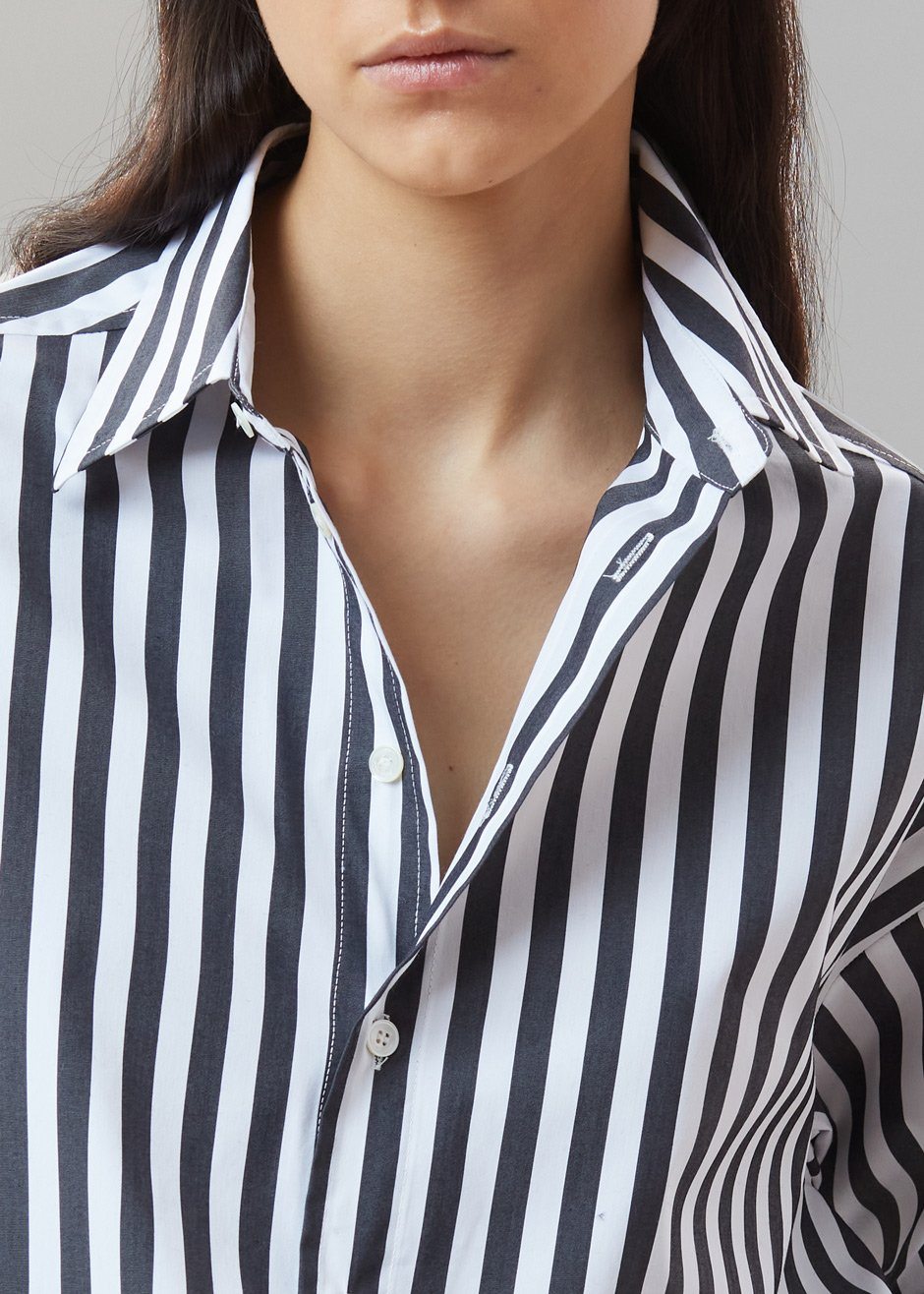 Sylvia Striped Oxford Shirt - Faded Black/White – Frankie Shop Europe