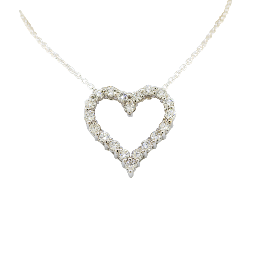 14K White Gold Pave Diamond Heart Necklace 001-165-00314