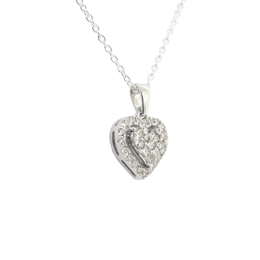 14KW Diamond Pave Heart Necklace 001-165-00136 PL Houston