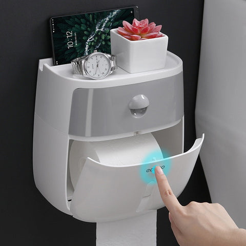 Waterproof Wall Mount Toilet Paper Holder Shelf Toilet Paper Tray