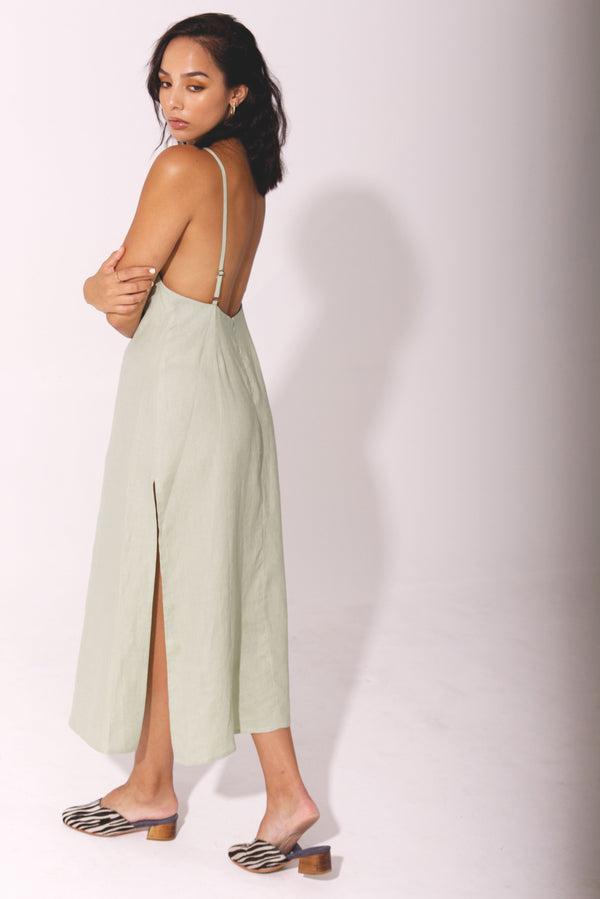 The Full Length Slip Dress in Basil