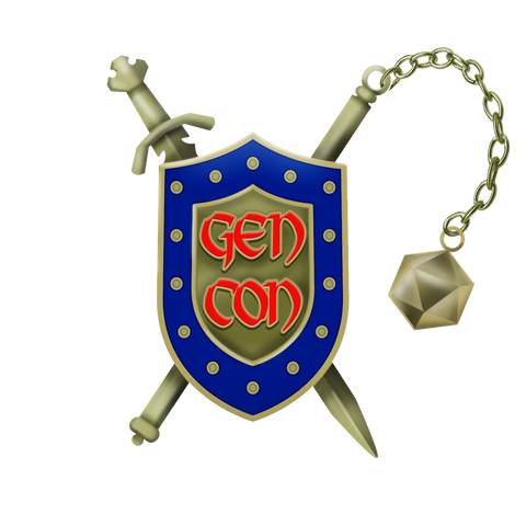Gen Con Retro Sword and Shield Pin (Numbered)