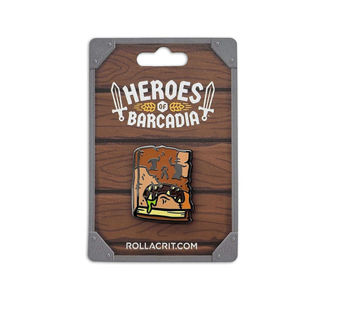 Heroes of Barcadia Liquornomicon Enamel Pin | Rollacrit