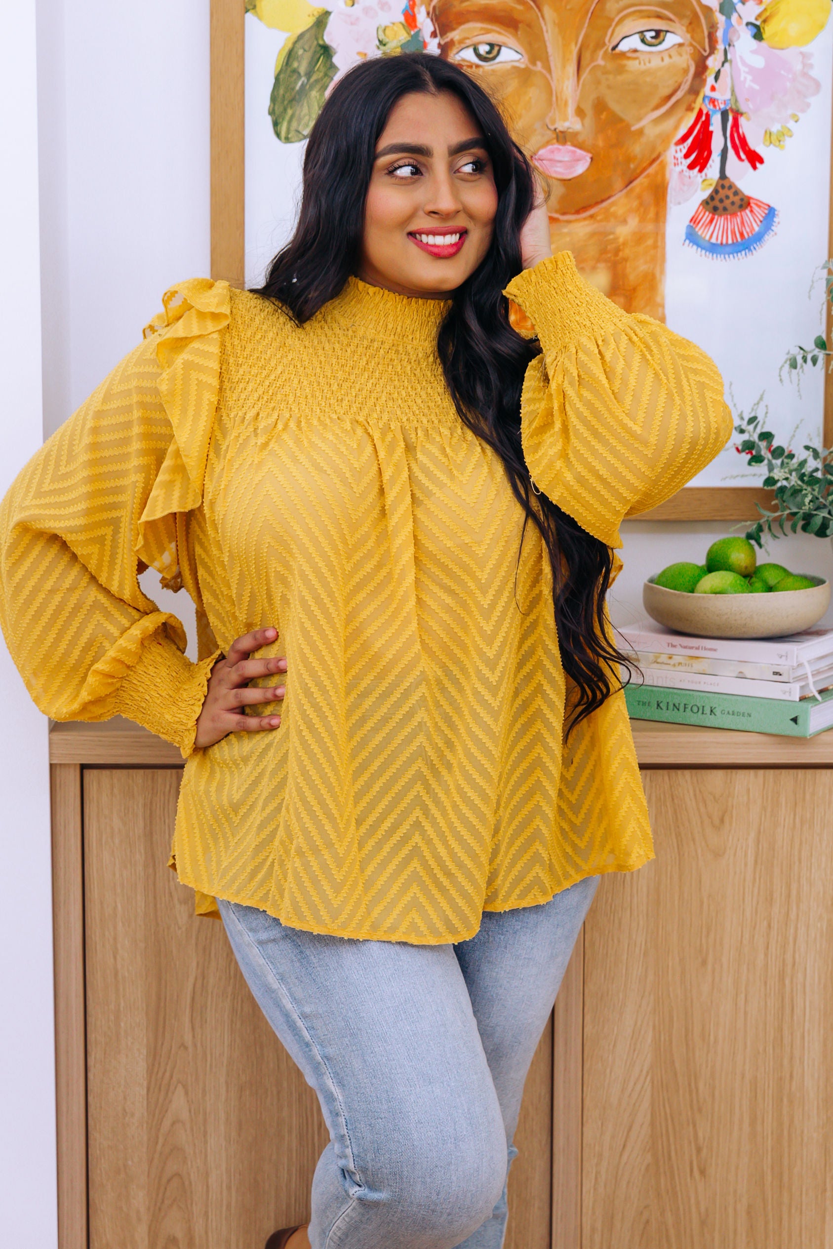 Cora Long Sleeve Top in Mustard