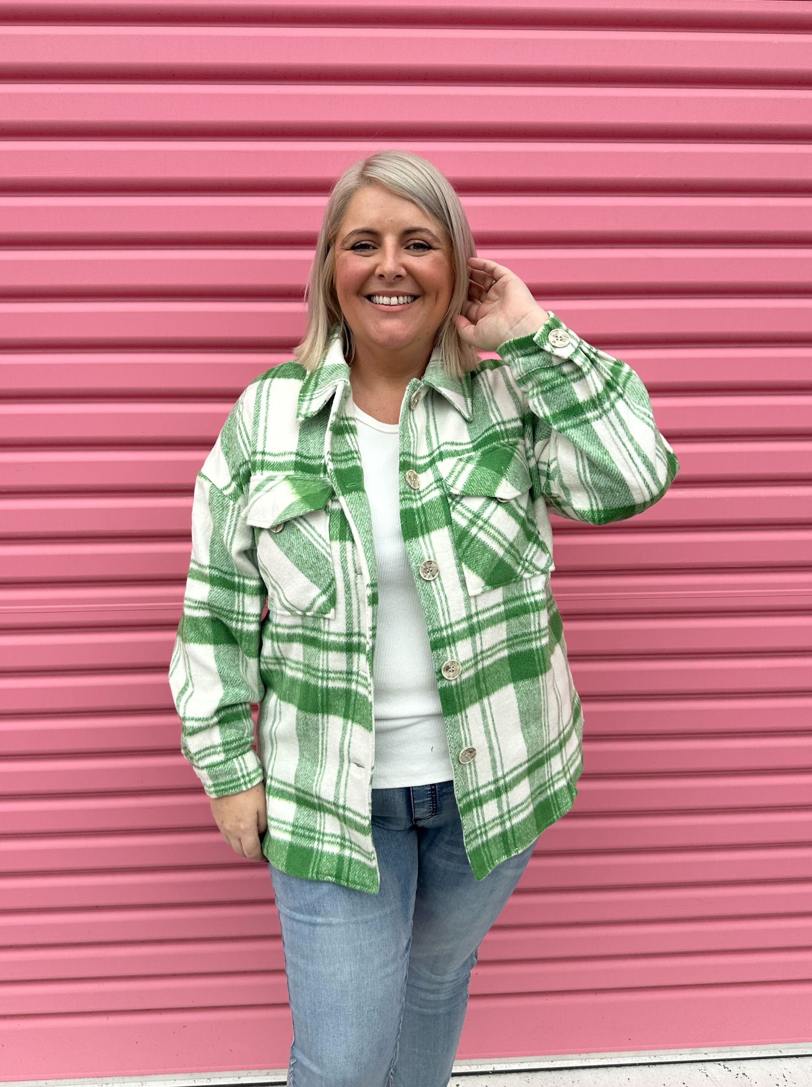 Lottie Wool Blend Checkered Jacket by Worthier